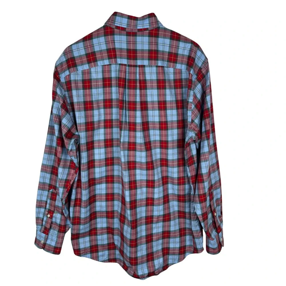 Vineyard Vines Classic Fit Tucker Shirt Mens Medium Blue Red Plaid Cotton